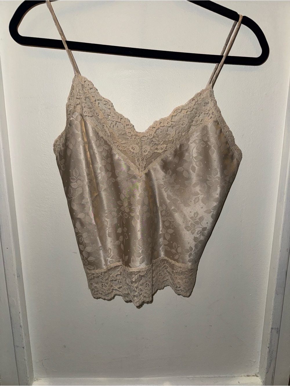Vintage Christian Dior Silky Lace Trim Camisole in Champagne